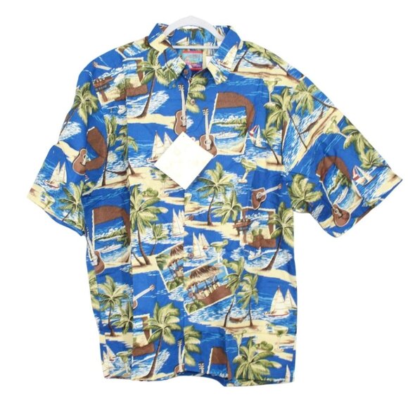Vintage Reyn Spooner Joe Kealoha Palm Tree Hawaiian Print Button Down Shirt XL - Picture 1 of 12